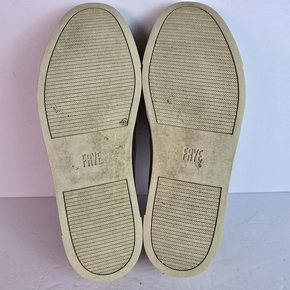 Frye lvy Camel Leather Huarache Woven Slip On Shoes White Soles Size 7.5 - Picture 5 of 11